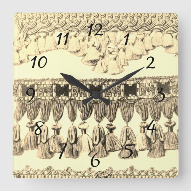 Reloj Cuadrado Testigo antiguo y patrón tribal de encaje (Anverso)