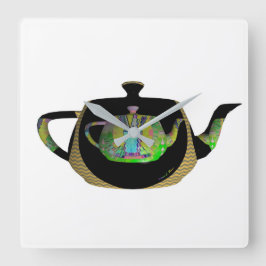 Reloj Cuadrado Teteras de arcoiris negras