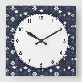 Reloj Cuadrado Teteras y flores
