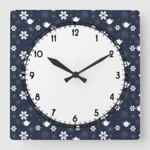 Reloj Cuadrado Teteras y flores