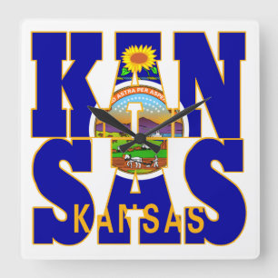 Reloj Cuadrado Texto del indicador de estado de Kansas