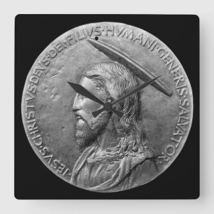 Reloj Cuadrado Texto latino de la escultura bronce de Jesucristo