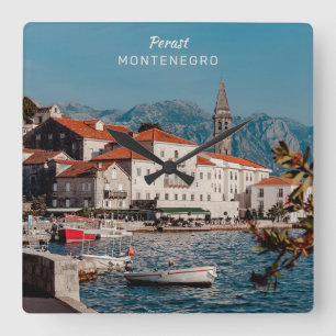 Reloj Cuadrado Texto personalizado Montenegro