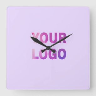Reloj Cuadrado texto simple mínimo agregue su logotipo/diseño aqu