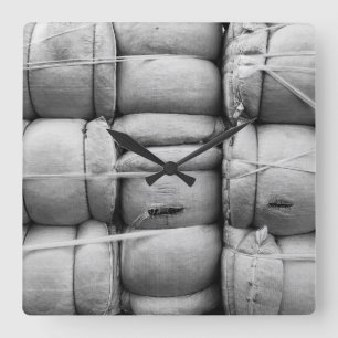 Reloj Cuadrado Textura abstracta sacos en blanco y negro 