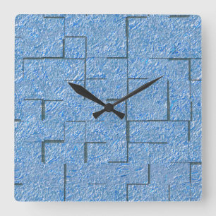 Reloj Cuadrado Textura azul silvestre con efecto mosaico y reliev