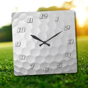 Reloj Cuadrado Textura de Bola de Golf Blanca con Hoyuelos