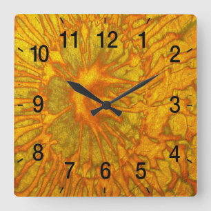 Reloj Cuadrado Textura de chapado de oro y verde con una parte ab