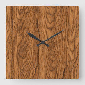 Reloj Cuadrado Textura de madera de roble rústico