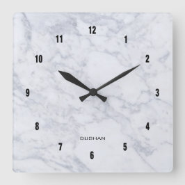 Reloj Cuadrado Textura de mármol blanco