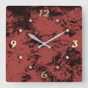 Reloj Cuadrado Textura de mármol rojo de terracota