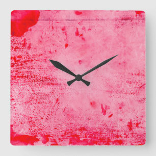 Reloj Cuadrado Textura de pintura grunge rosa rojo
