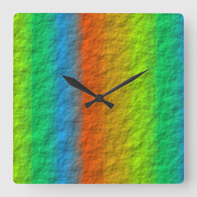RELOJ CUADRADO TEXTURA DE RAINBOW STRIPES (Anverso)