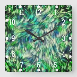 Reloj Cuadrado Textura de tela Diseño de Piel Verde-68745