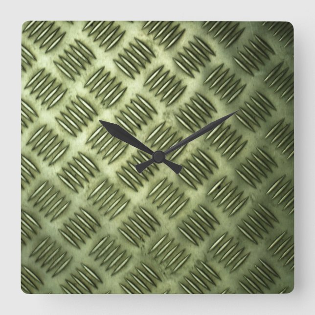 Reloj Cuadrado Textura diagonal del suelo de acero Metalizado a c (Anverso)