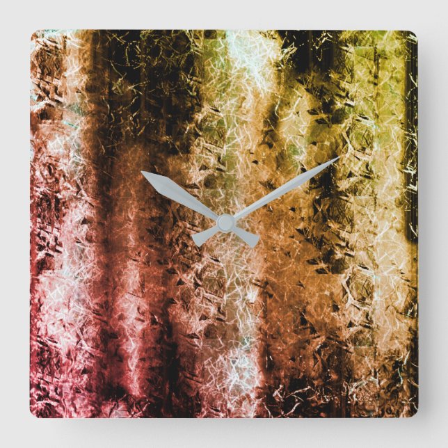 Reloj Cuadrado Textura fibrosa rara y manchas de tierra (Anverso)