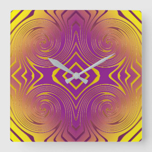 Reloj Cuadrado textura metálica geométrica del remolino