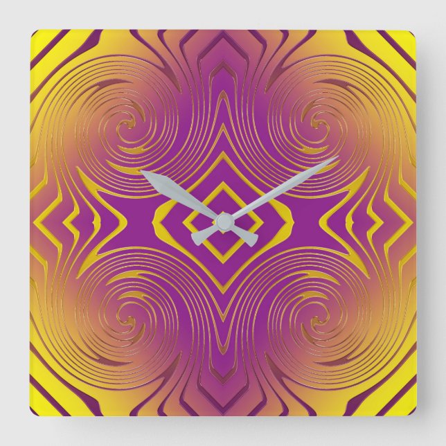 Reloj Cuadrado textura metálica geométrica del remolino (Anverso)