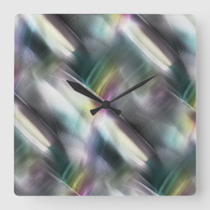 Reloj Cuadrado Textura plateada a colores cromados y rugosos digi