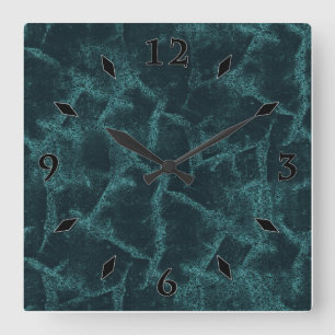 Reloj Cuadrado Textured black and turquoise 