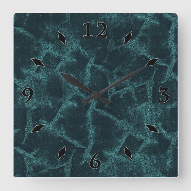 Reloj Cuadrado Textured black and turquoise  (Anverso)