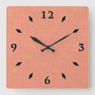 Reloj Cuadrado Textured coral "soothing coral".  popular solid