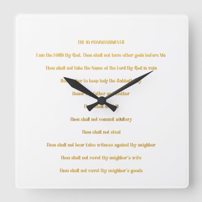 Reloj Cuadrado The 10 Commandments (Anverso)