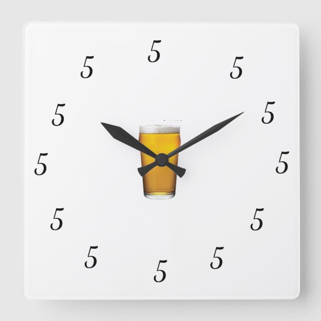 RELOJ CUADRADO **THE 5:00*** CLOCK THAT REALLY HAS IT "ALL DAY" (Anverso)