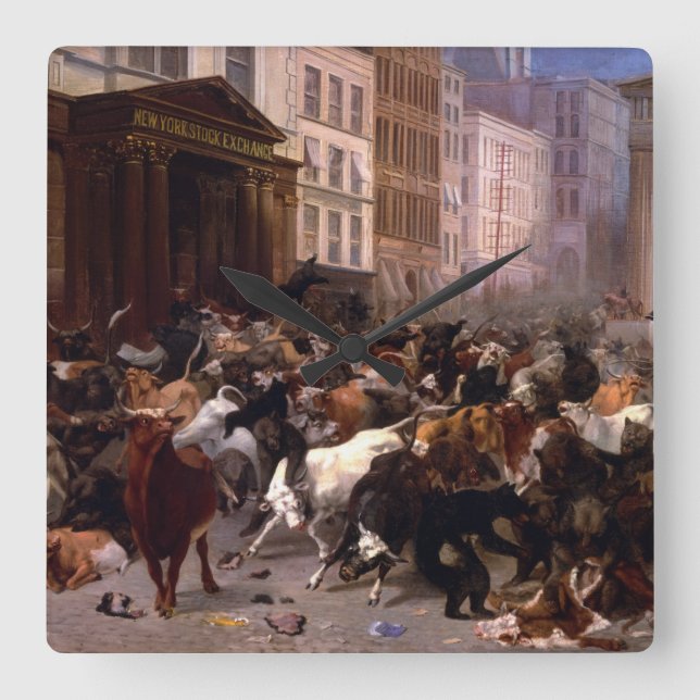 Reloj Cuadrado The Bulls and Bears in the Market, 1879 (Anverso)