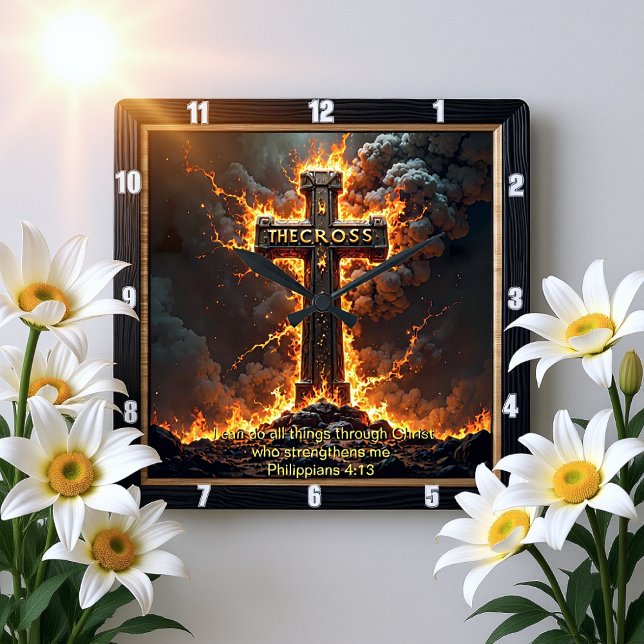 Reloj Cuadrado The Cross Storm Cloud Philippians 4:13 Verse (Subido por el creador)
