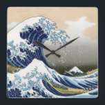 Reloj Cuadrado The Great Wave Off Kanagawa<br><div class="desc">Vintage Japanese art The Great Wave off Kanagawa or the wave ..  stunning artwork in ukiyo-e style by a great master Katsushika Hokusai ..  vintage art on modern day products from Zazilicious</div>