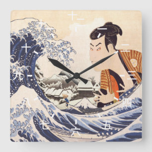 Reloj Cuadrado The Great Wave Ukiyoe Collages