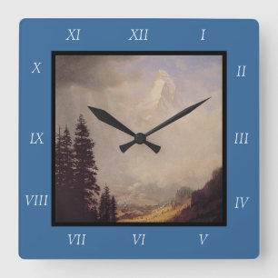 Reloj Cuadrado The Matterhorn de Albert Bierstadt, 1867 Canvas Pr
