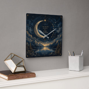 Reloj Cuadrado The Moon Guides Arte Celestial de Luna y Estrell
