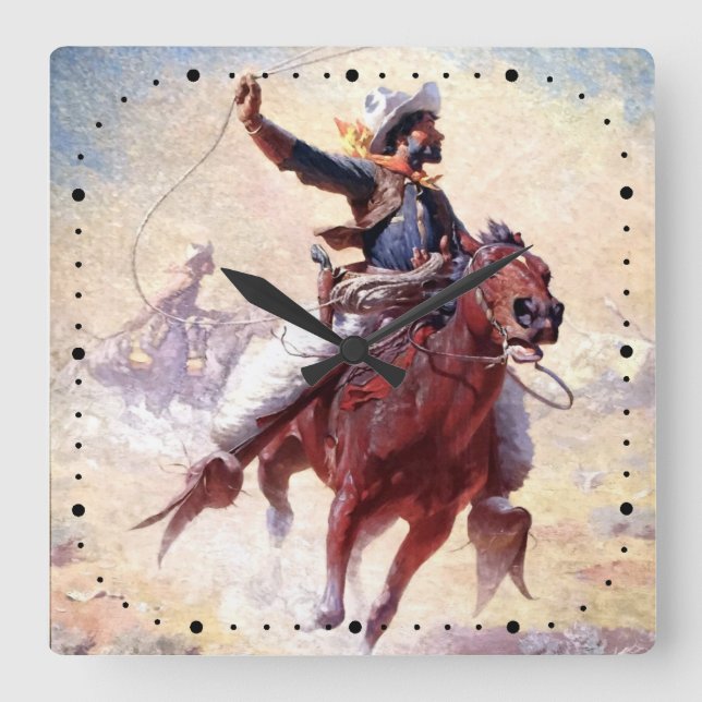 Reloj Cuadrado The Roping 1914 Range Cowboy William R Leigh (Anverso)