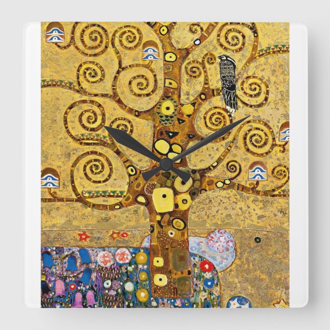 Reloj Cuadrado “ The Tree of Life ” , Gustav Klimt (Anverso)