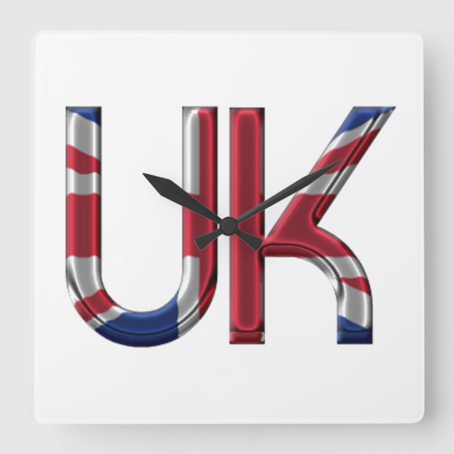 Reloj Cuadrado The UK Union Jack British Flag Typography Elegant (Anverso)