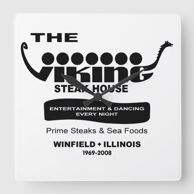Reloj Cuadrado The Viking Steak House, Winfield (1969-2008) (Anverso)