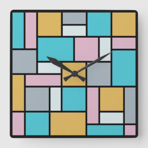 Reloj Cuadrado Theo Van Doesburg - Composición 17 - Arte Mondrian