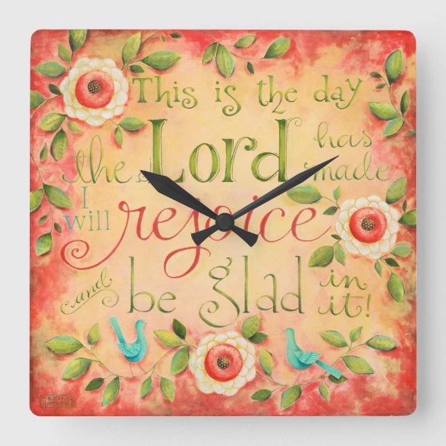 Reloj Cuadrado This Is The Day Bible Verse Square Clock (Anverso)