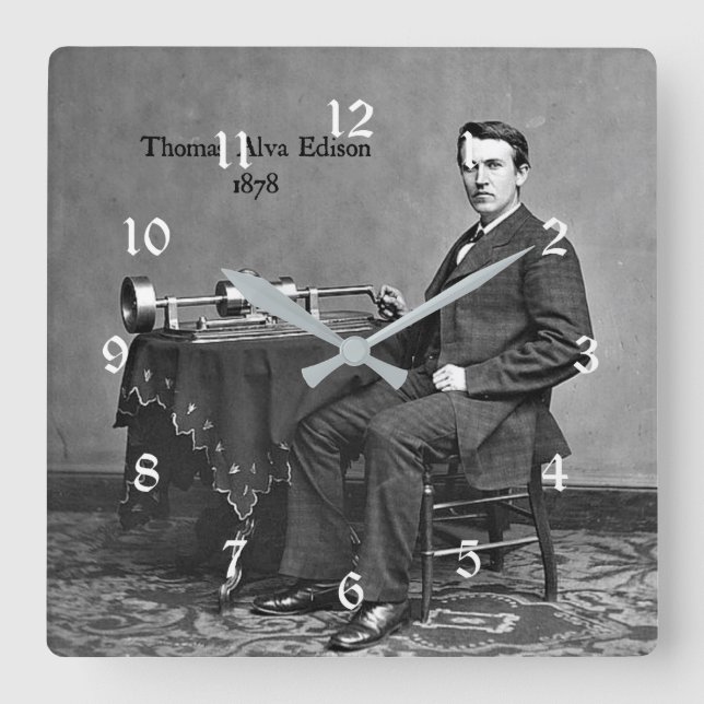 Reloj Cuadrado Thomas Alva Edison, 1878 (Anverso)