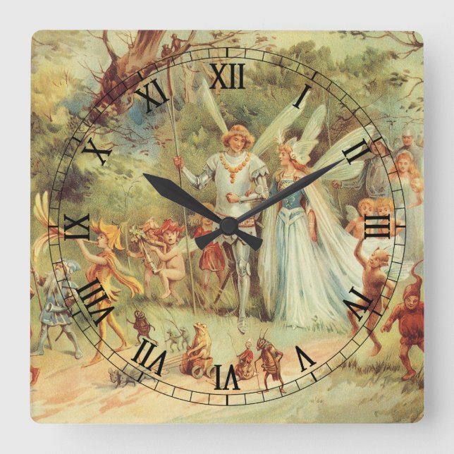 Reloj Cuadrado Thumbelina y el príncipe Boda, cuentos de hadas ve (Anverso)