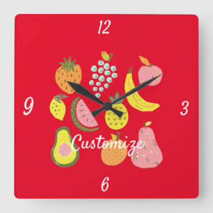 Reloj Cuadrado Thunder_Cove de la colección de frutas variadas