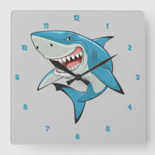Reloj Cuadrado Tiburón asustado