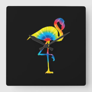 Reloj Cuadrado Tie Dye Flamingo Rainbow Print Bird Animal Hippie