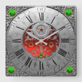 Reloj Cuadrado Tiempo antiguo, rocas de goma, piedras de goma pla