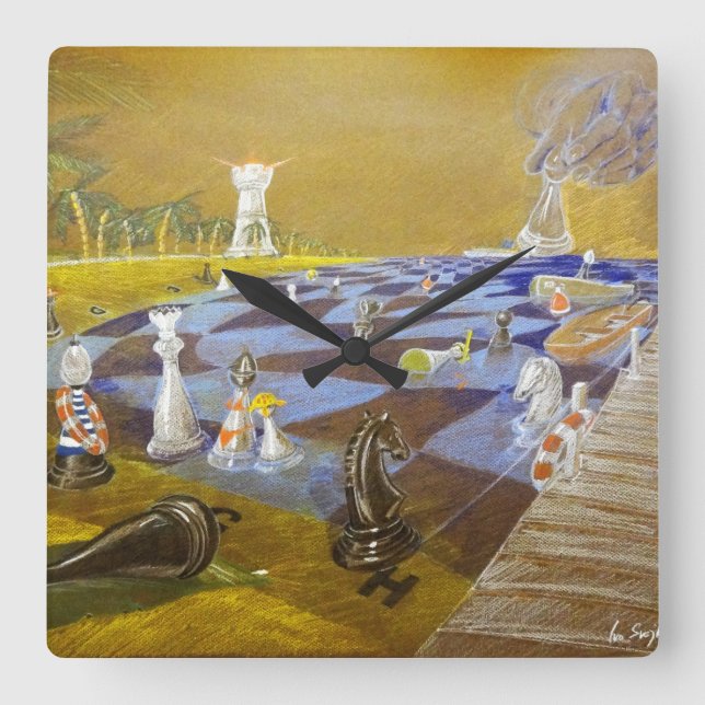 Reloj Cuadrado Tiempo de ajedrez (Anverso)