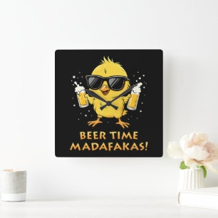 Reloj Cuadrado Tiempo de cerveza Madafakas Gracioso Meme Duck Goo