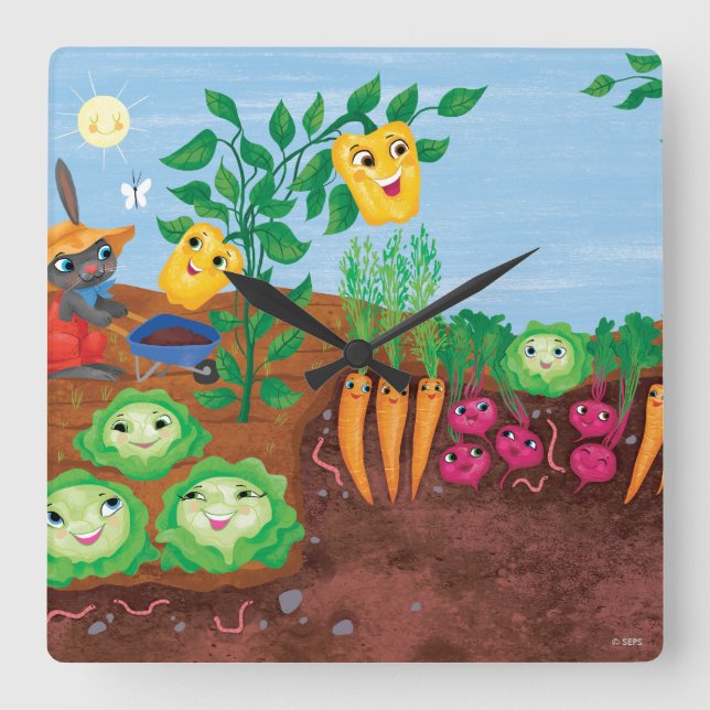 Reloj Cuadrado Tiempo De Contar Jardín (Anverso)