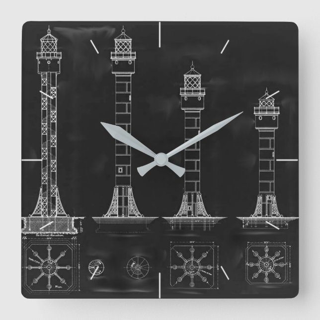 Reloj Cuadrado Tiempo de espera de los planes del faro de Chalkbo (Anverso)